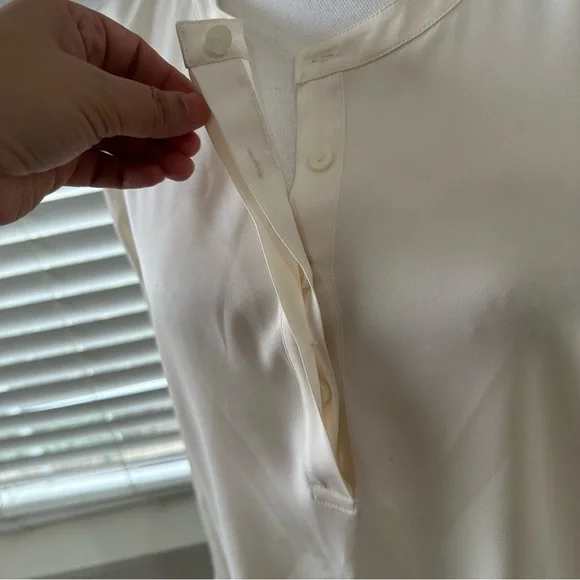 CLASSIQUES ENTIER Ivory Silk Long Sleeve Blouse Popover Tunic Top Cream … - Picture 3 of 13